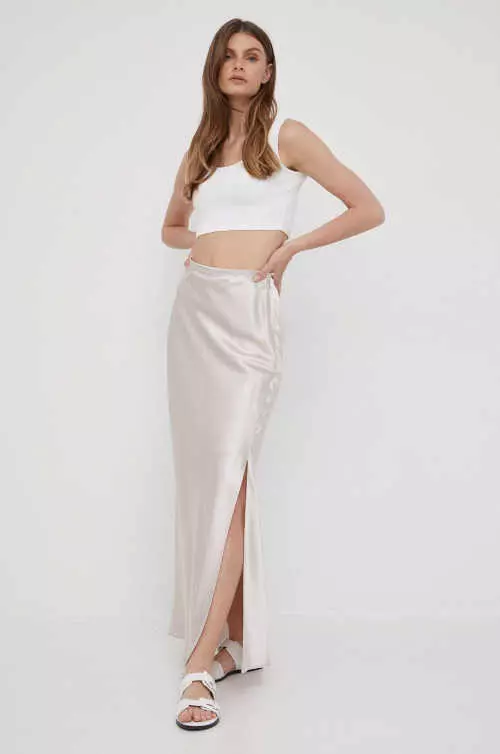 Calvin Klein луксозна едноцветна дълга пола с разрез