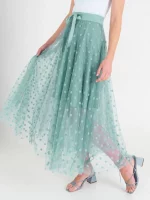 Дълга пола с декоративна панделка и еластична талия